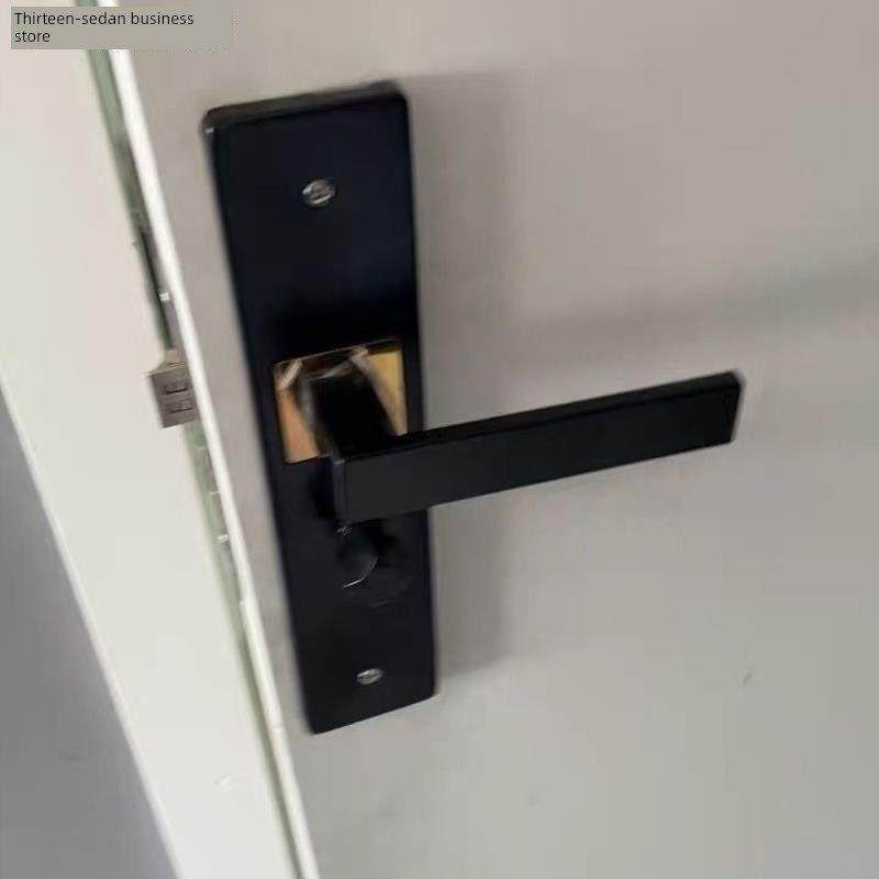 简约黑色门锁房门锁室内卧室实木门锁家用静音门锁具通用型门把.