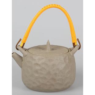 中式粗陶壶藤编提梁小茶壶可明火家用电陶炉煮茶壶喝茶一人煮茶器