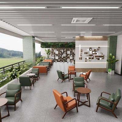 咖啡厅奶茶店桌椅组合北欧覆古风格适合休闲洽谈接待场景沙发组合