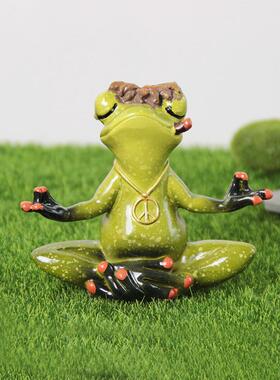 跨境树脂小青蛙花园摆件创意桌面装饰可爱生日礼物淄博琉璃工艺品