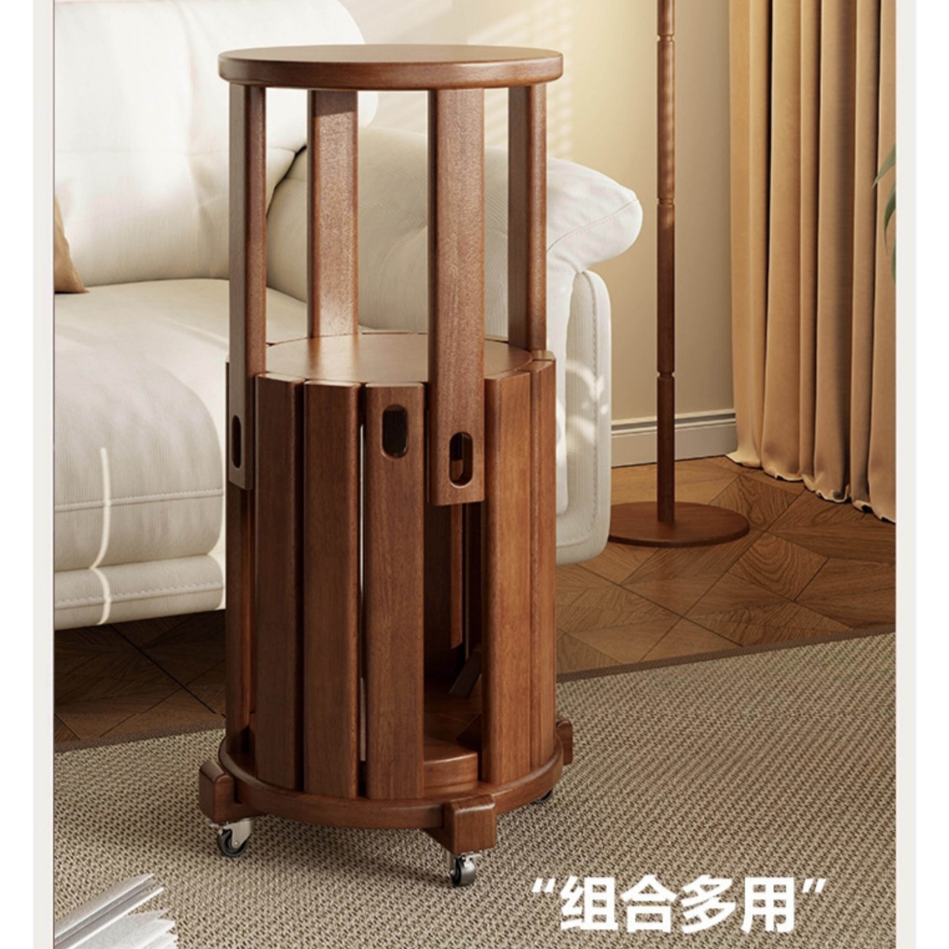 北欧实木凳子家用可叠放组合圆凳客厅餐桌凳收纳叠叠乐板凳木凳