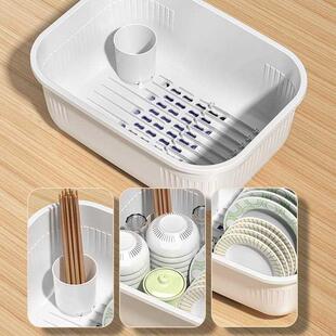 盘餐具沥水小型置物架子带盖碗柜箱 碗筷收纳盒放碗碟架厨房家用装