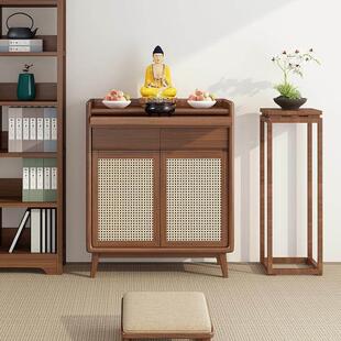 北欧风实木供桌香案客厅家用神台二层祖先柜柜敬香桌黑胡桃木贡台