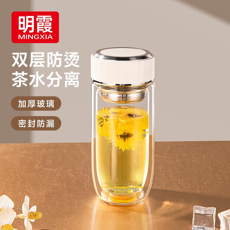 新款鹅蛋双层玻璃水杯隔热耐高温便携式车载办公水杯免费定制姓氏