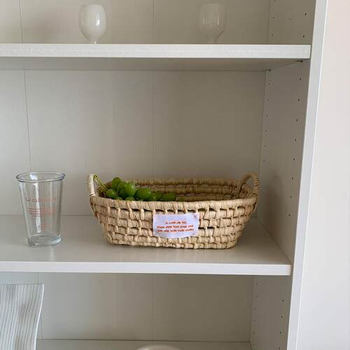 Rillohome天然玉米皮手工编织篮ins风收纳篮田园水果篮野餐菜篮子
