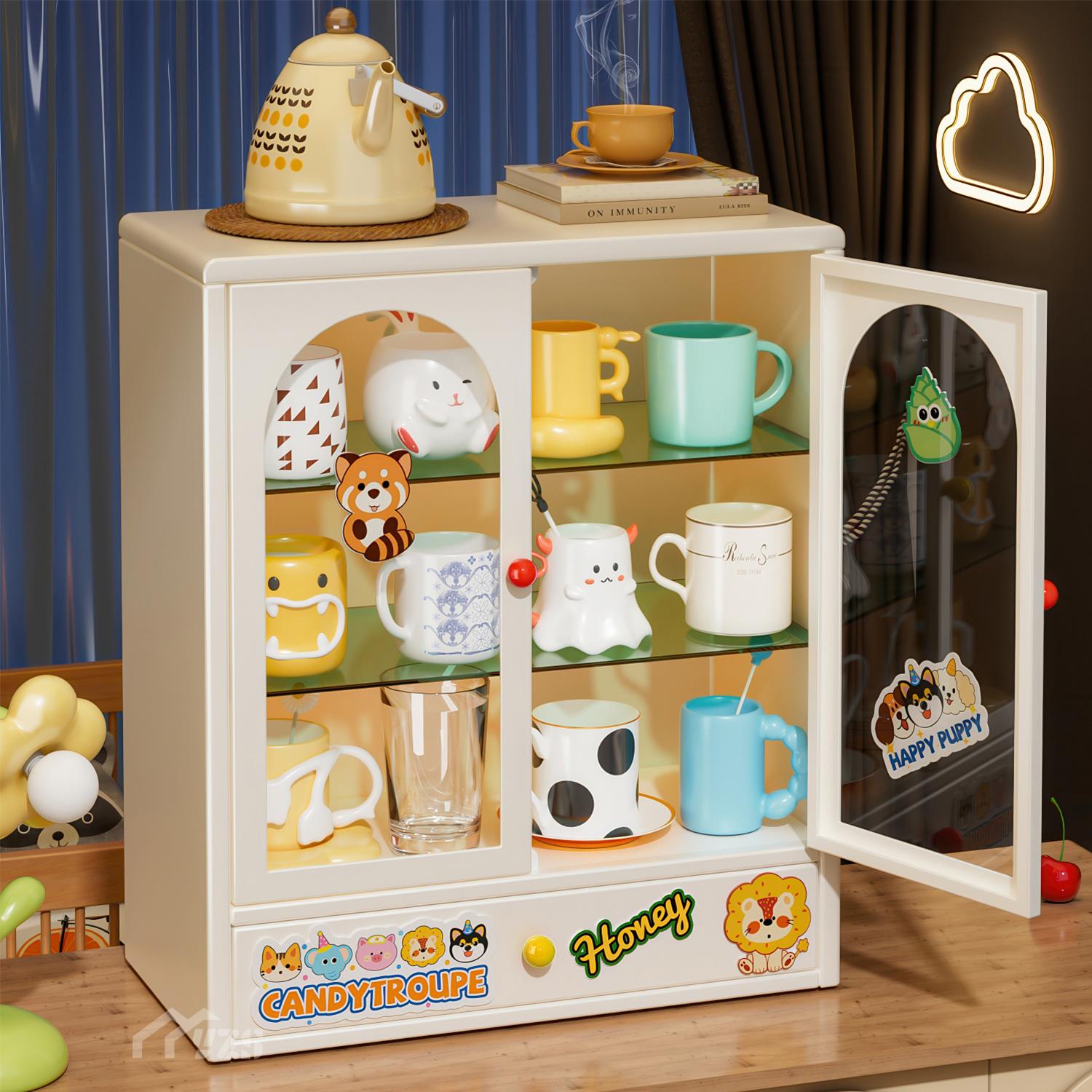 防尘杯子置物架杯架水杯置物架茶具茶杯架咖啡马克杯收纳盒柜