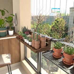 阳台栏杆花架悬挂式花盆置物架实木多肉植物摆放架护栏绿植展示架