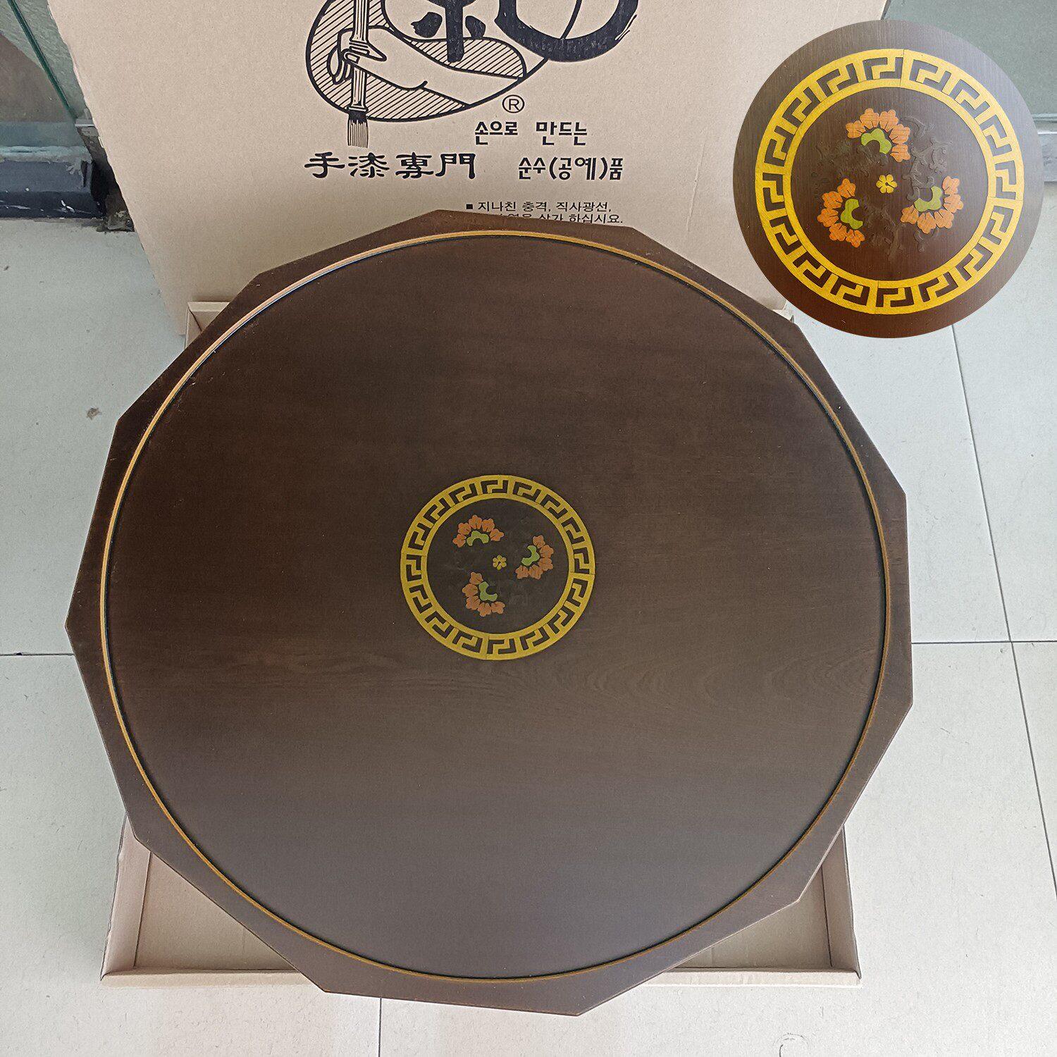 韩国原装进口圆形木桌茶飘窗榻榻米小茶几传统式大覆古折叠炕桌子