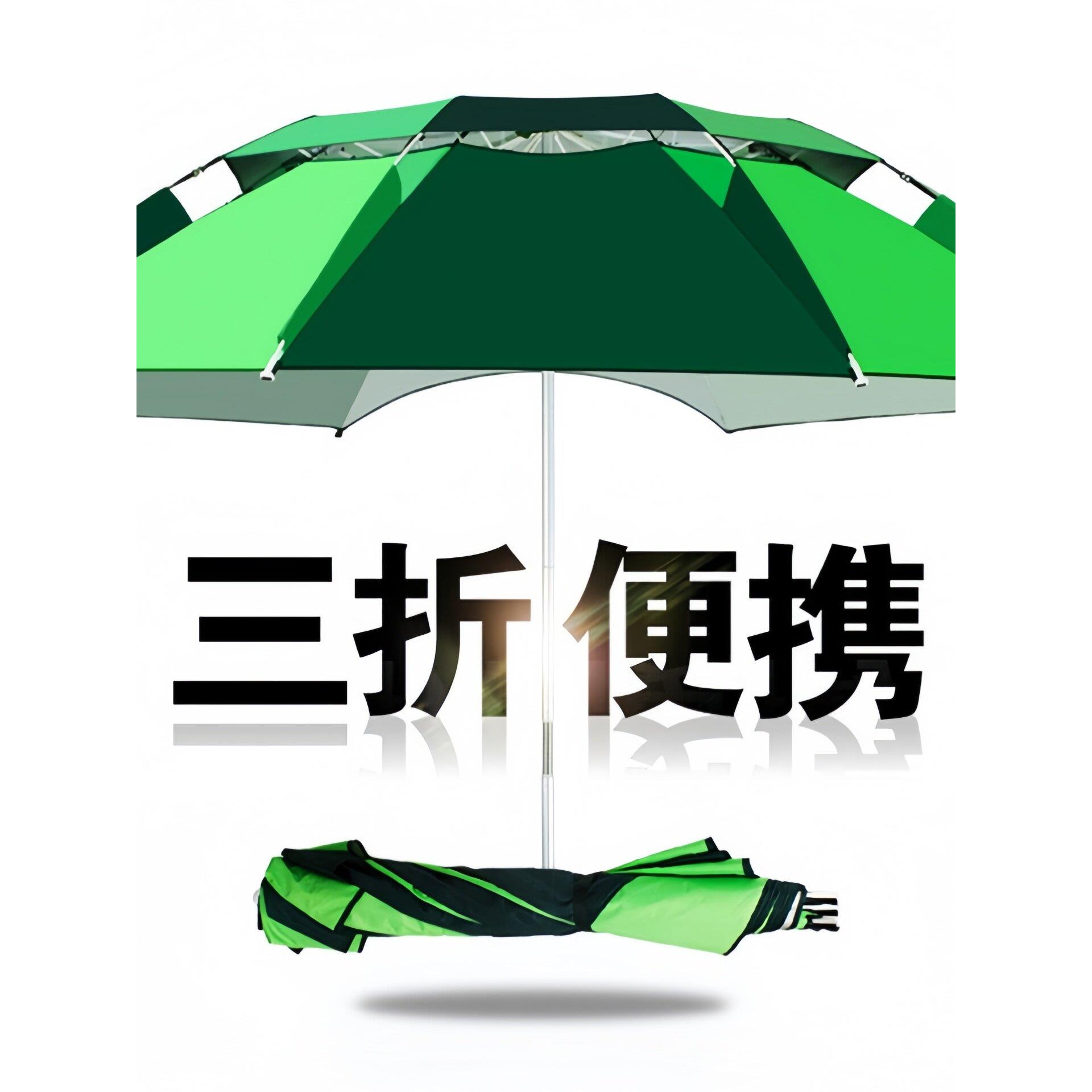 天豪三折叠钓鱼伞加厚银黑胶防晒雨风万向遮阳垂钓鱼伞多功能可携