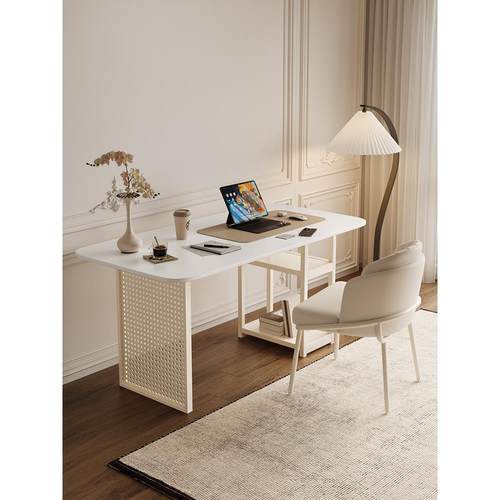 书桌岩板家用卧室长方形工作台式电脑学习办公桌轻奢简约现代桌子