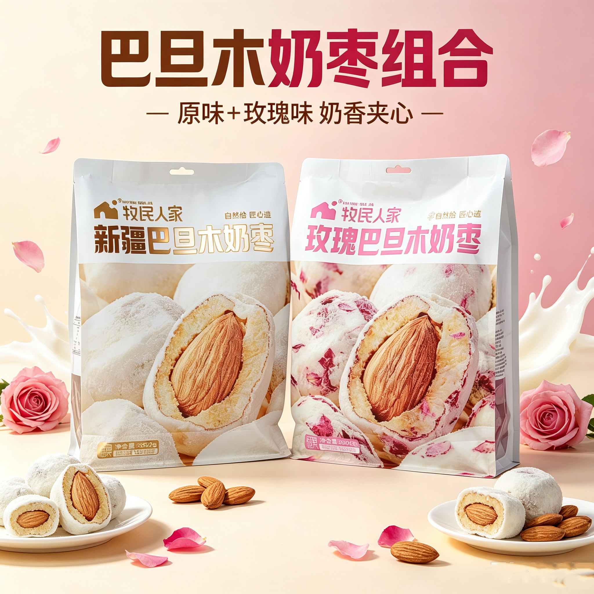 牧民人家玫瑰巴旦木奶枣网红奶酪图片