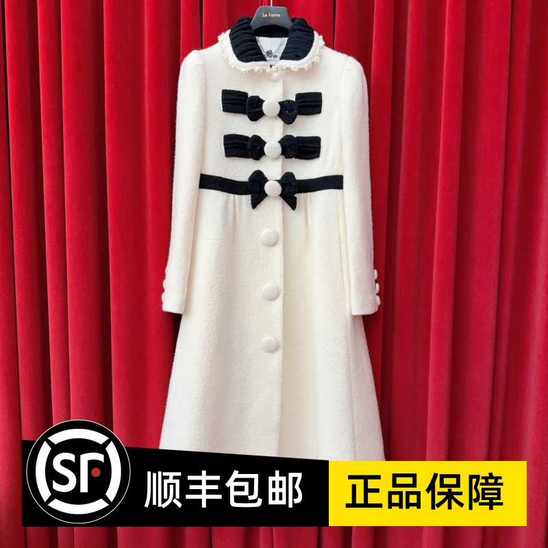 Le fame拉飞姆国内专柜代购 25 冬黑白撞色毛呢大衣 LF25D41SY202