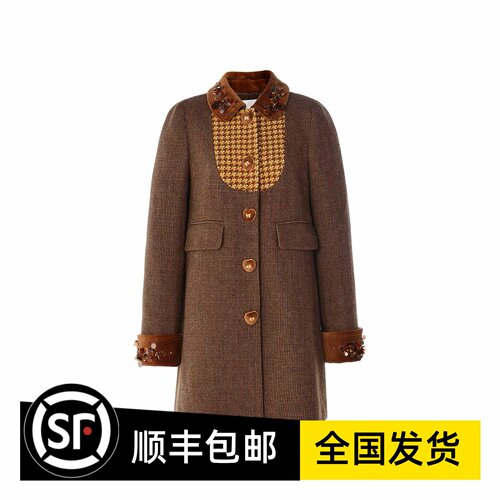 Le fame拉飞姆国内专柜代购 25 秋撞色千鸟格长外套 LF25Q51SY157