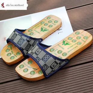 木拖鞋男休闲木屐中国风情侣木鞋女夏木板鞋足底穴位脚底按摩拖鞋