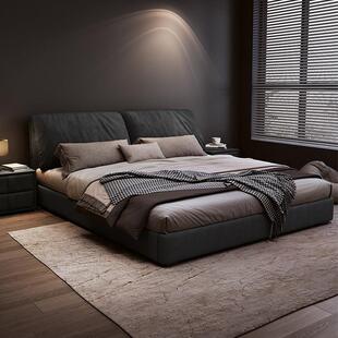 意式极简大象耳朵科技绒布艺床现代简约2米x2米2双人储物主卧大床