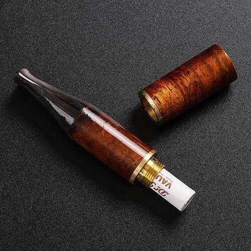 运天牛角烟嘴粗烟细烟两用烟嘴黑檀木拼接便携式带9mm活性炭滤芯