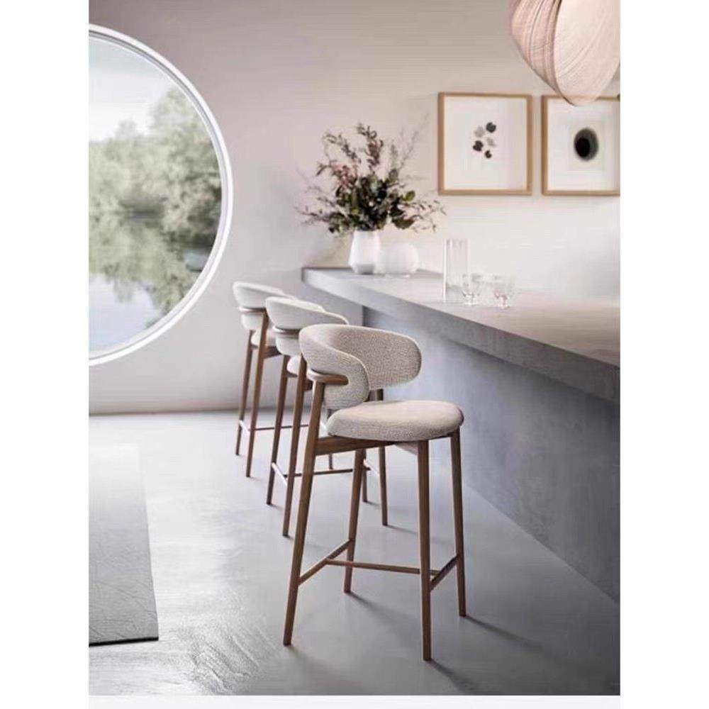 北欧简约白蜡木棉麻吧台凳子高脚椅现代实木寂风餐厅椅网红岛台椅,住宅家具,家用高脚椅,淘宝优惠券,粉丝福利购,淘宝优惠卷