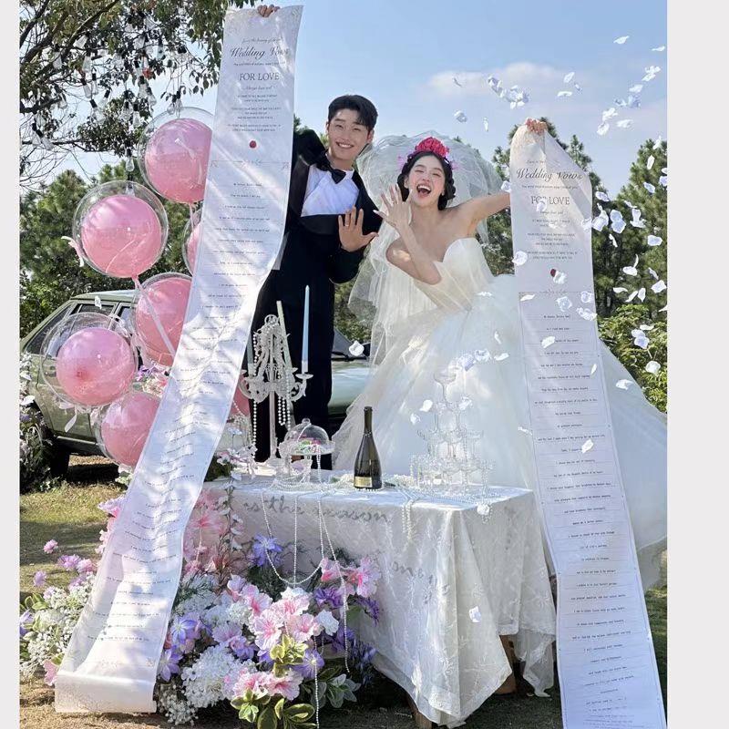 婚纱摄影外景旅拍道具超长结婚誓言长条背景布婚礼拍照结婚誓约书