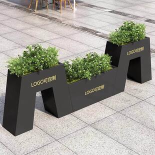 定制户外花箱组合商业街广场市政园林围栏隔断花槽种植箱铁艺花坛