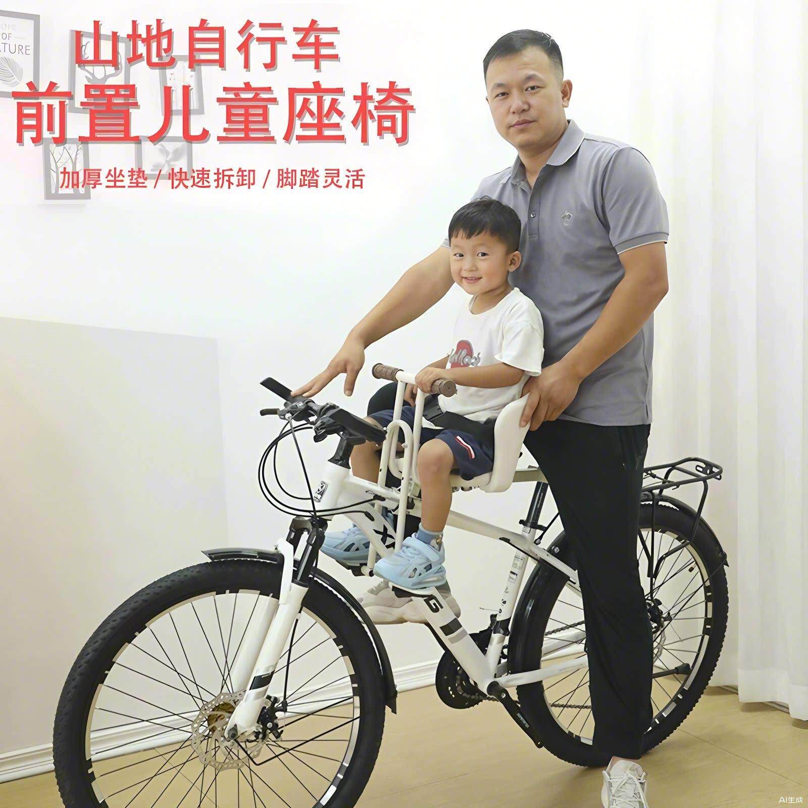 登山车儿童安全座椅前置座椅小孩自行车宝宝加厚安全座椅可快拆