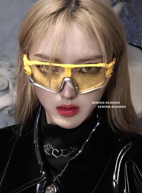千禧辣妹y2k墨镜朋克风未来科技感机能超酷滑雪运动防风骑行眼镜