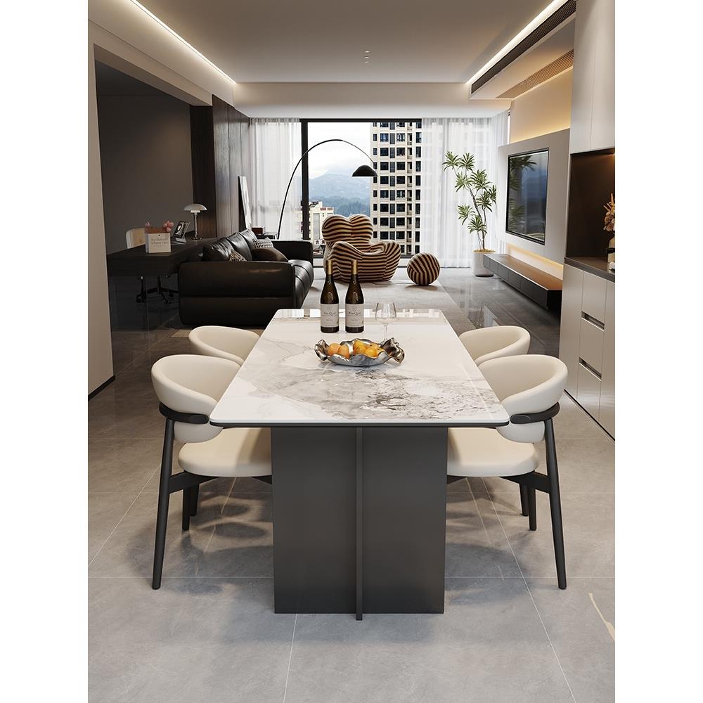 轻奢岩板餐桌椅组合小户型家用现代简约长方形2025设计师新款桌子