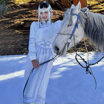 蒙古服装女款长款摆裙蒙古裙礼服