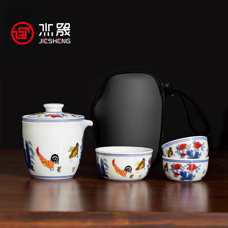 2.8亿大明成化斗彩鸡缸杯快客杯仿古高级复古中式功夫旅行茶具