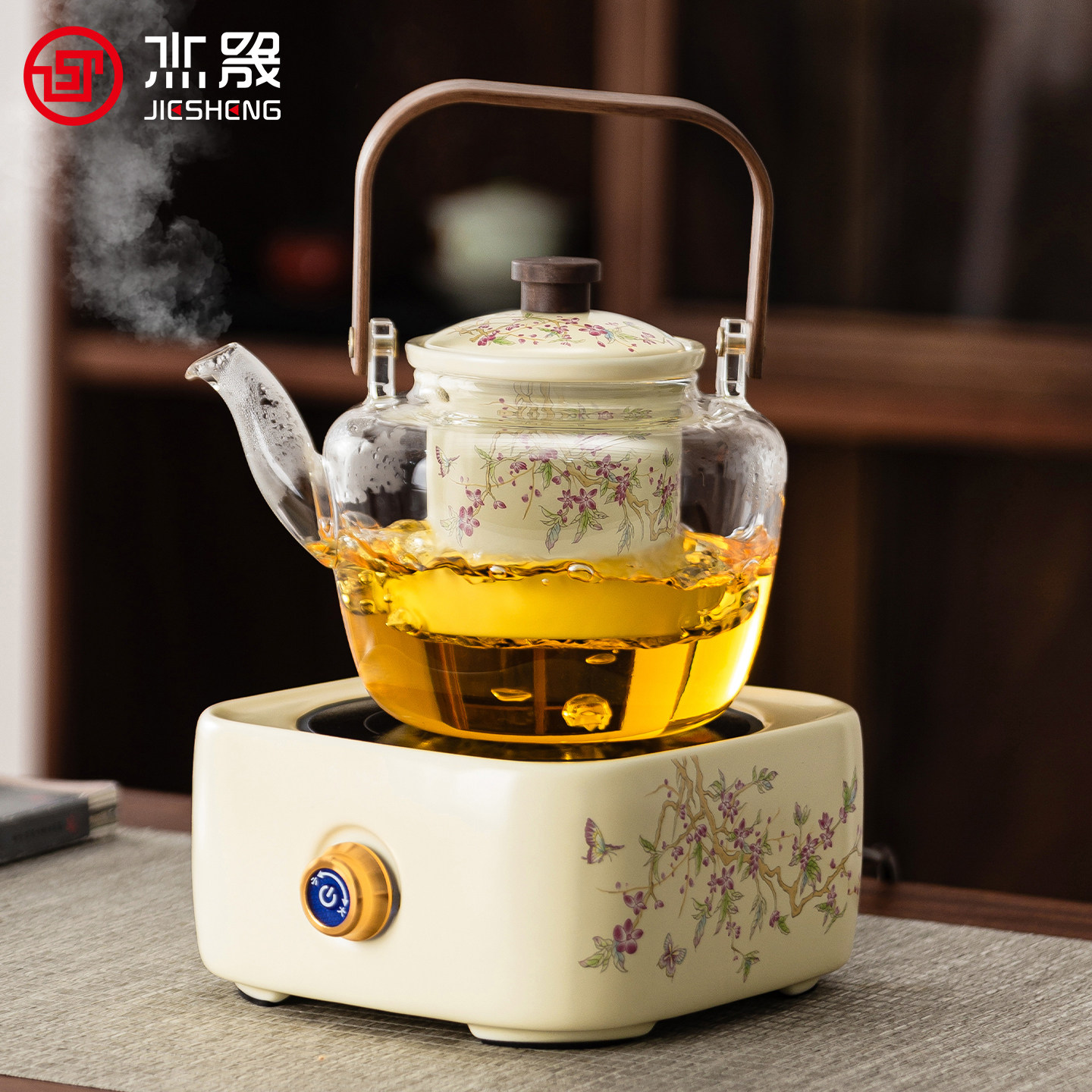 杰晟紫藤花电陶炉家用围炉煮茶壶花茶养生壶组合套装泡茶壶煮茶器