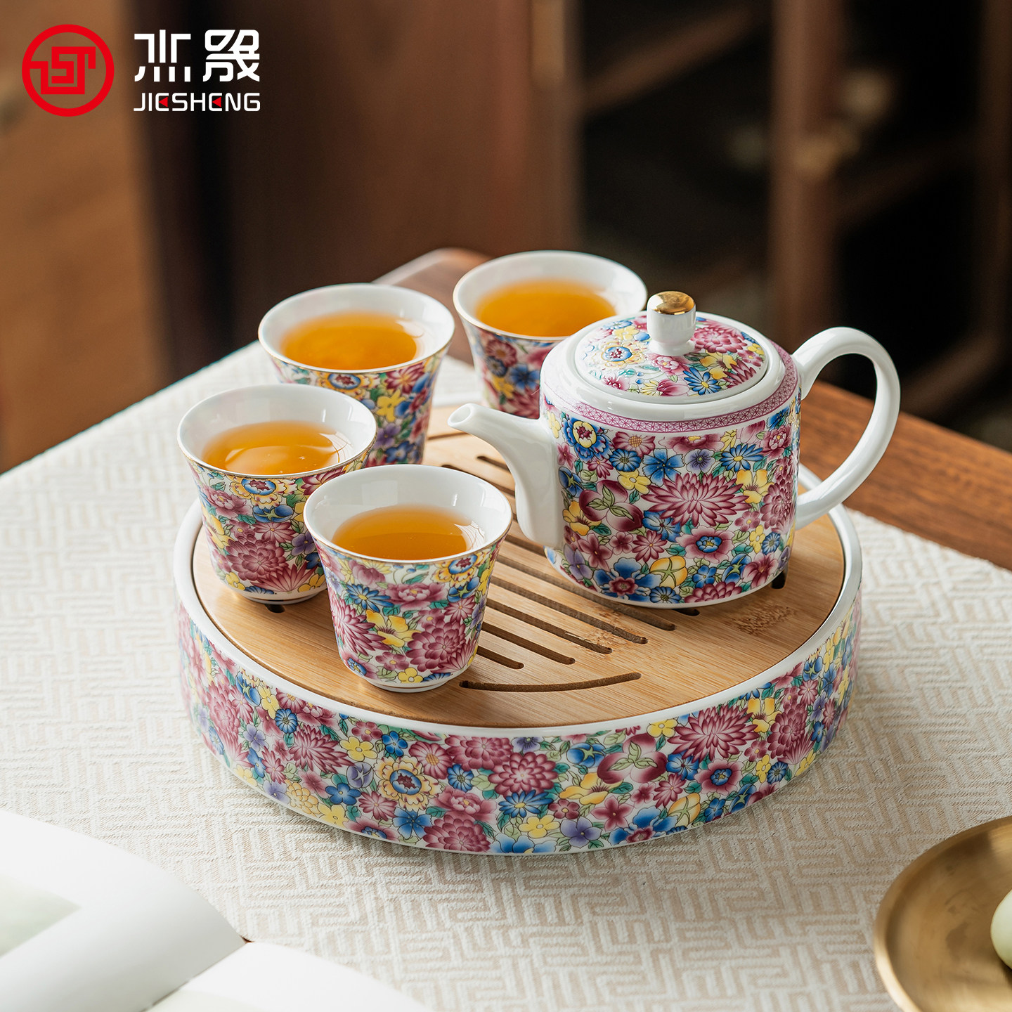 杰晟景德镇珐琅彩功夫茶具套装图片