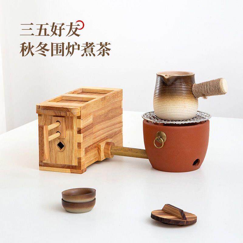红泥小火炉户外烧茶炉煮茶炭火炉子家用小风箱迷你煮茶小风箱老式
