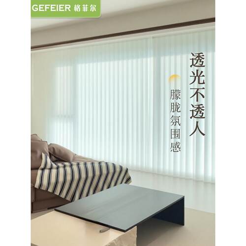竖百叶窗帘梦幻帘电动智能透光不透人氛围感高端遮光客厅垂直帘
