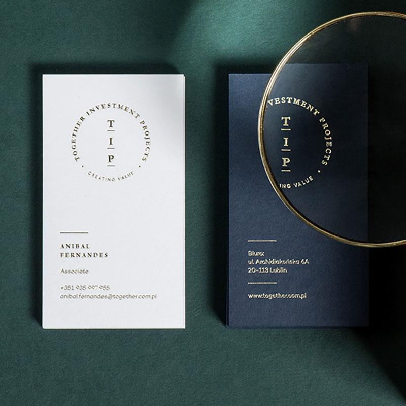 高档名片设计制作墨绿烫金凹凸压痕名片创意设计简约欧美名片时尚