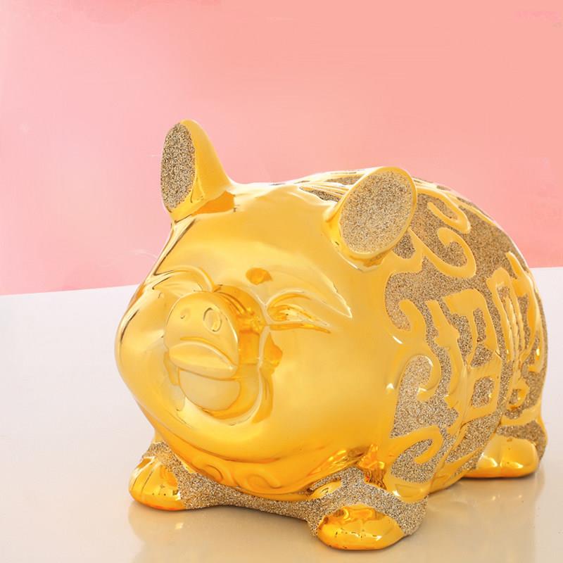 大容量金猪特大号储蓄罐开业礼品金色存钱罐招财进宝玻璃砂旺财猪