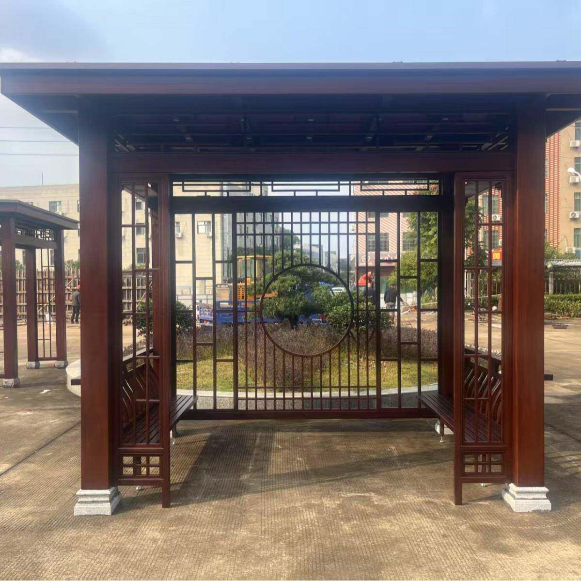 简新中休式平顶铝木四角凉亭墅花园庭院户外景观别约闲亭BCI遮阳
