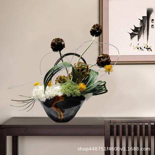 家居客厅装 现代轻奢仿真花艺软装 饰玻璃花器餐桌酒店干花摆件