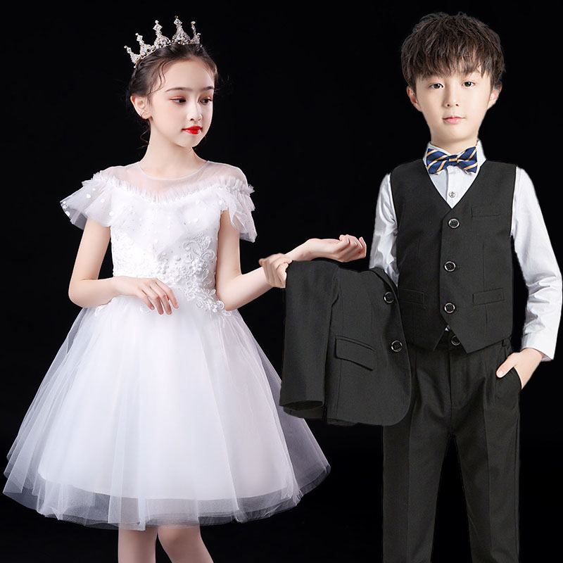支持人儿童服花童男童女童参加婚礼小女孩礼服公主裙高级感结婚服