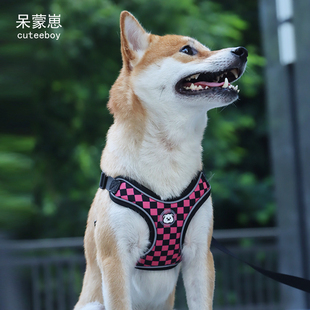 狗狗牵引绳透气胸背中小型犬防勒遛狗绳柴犬牵狗绳胸背带背心狗绳