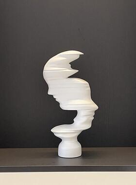 黑白哑光抽象人物摆件现代简约售楼部酒店玄关电视柜树脂大装饰品