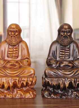 木雕达摩祖师摆件茶室书房公司禅意菩提达摩佛手工艺精品禅宗佛像