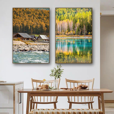 新疆山水美景装饰画火锅店草原风