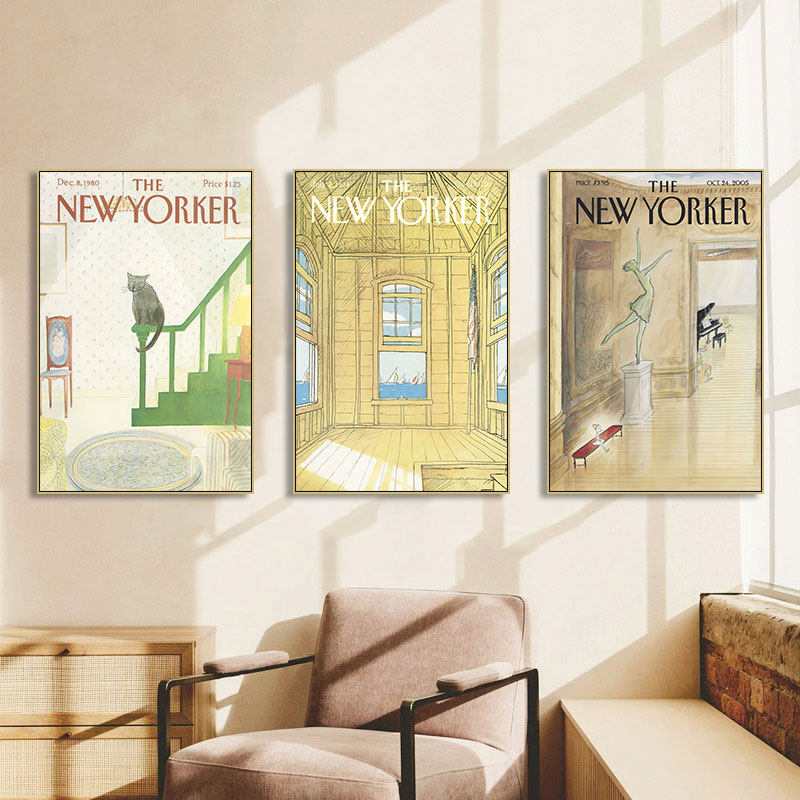 纽约客杂志封面装饰画复古怀旧挂