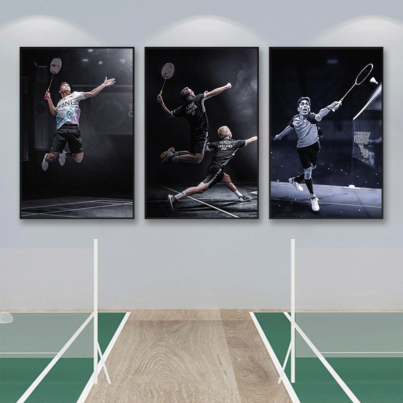 羽毛球运动员装饰画林丹李宗伟明星海报体育馆挂画健身房墙壁画