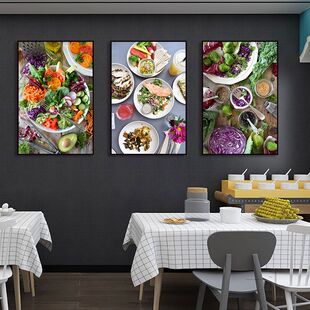 网红轻食店餐厅装饰画健康简餐美食海报挂画水果蔬菜沙拉减脂壁画