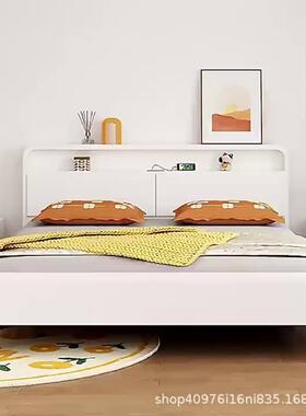 北欧实木床白色1.5m1.8米双人床现代简约奶油风高箱储物主卧婚床