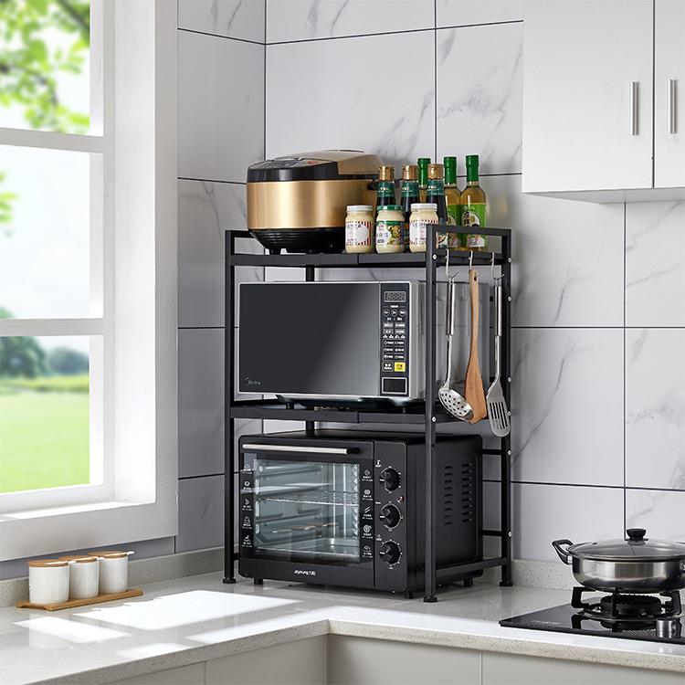 厨房置物架伸缩微波炉架子烤箱收纳家用多层台面桌面电饭锅橱柜