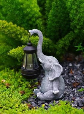 花园动物摆件大象太阳能灯户外防水庭院阳台氛围灯院子装饰摆件