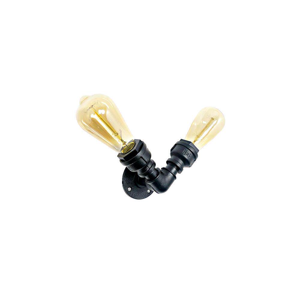 loft壁灯铁艺水管设计创意餐厅咖啡馆酒吧过道个性双头v字铁壁灯