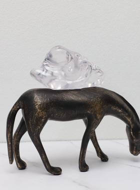 现代简约扫铜马驼货摆件样板房酒店玄关客厅茶几酒柜家居创意装饰