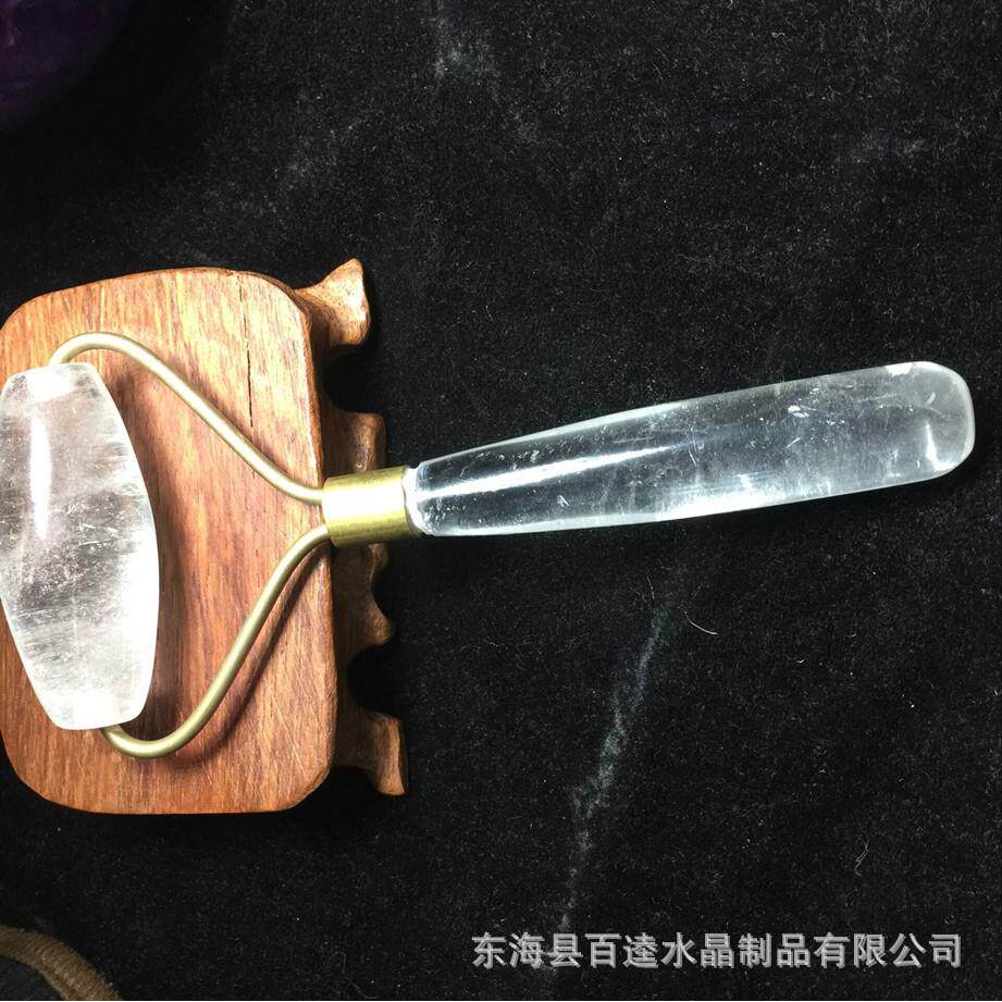 天然白水晶按摩棒 粉水晶拨筋点穴棒水晶按摩器美容保健